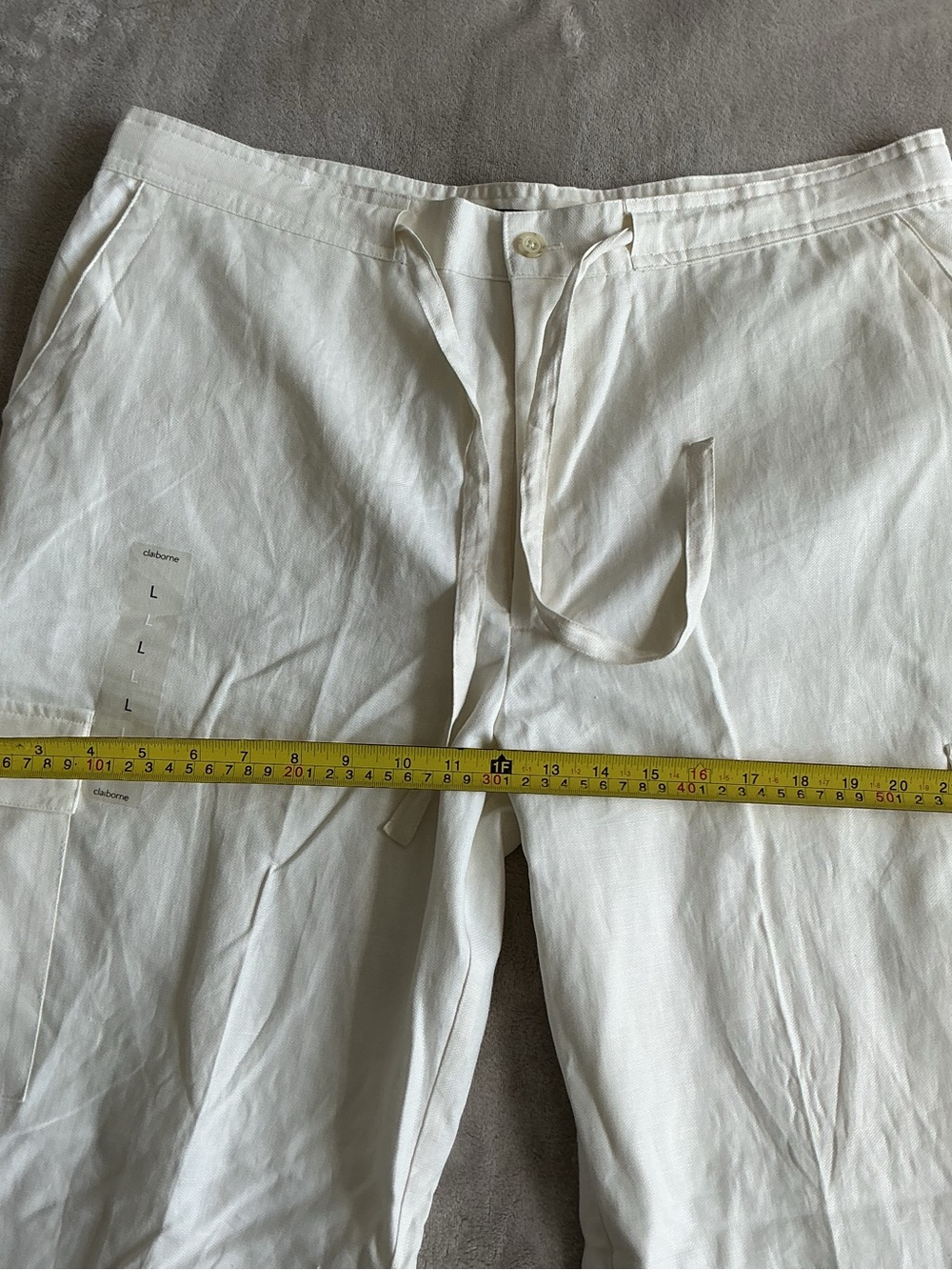 Claiborne Linen Blend Drawstring Cargo Pants L - Picture 10 of 12